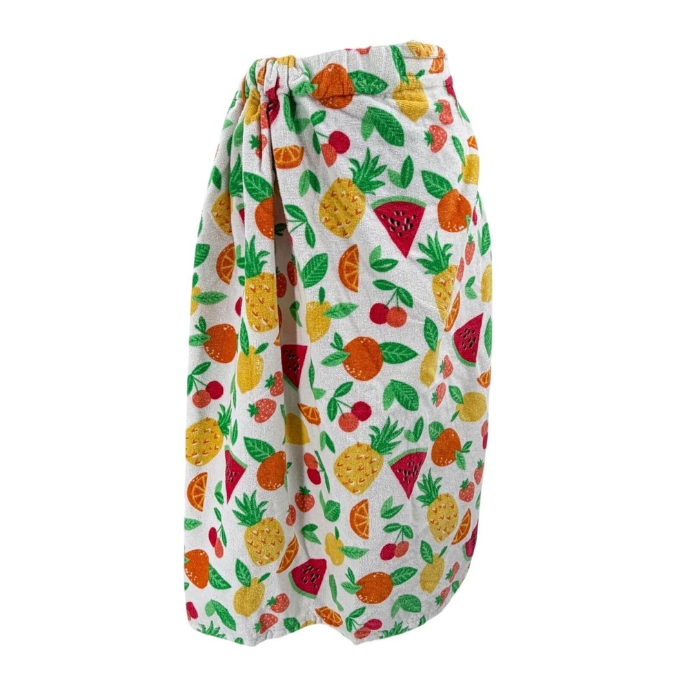Mainstays Shower Wrap Fruit colorful Cotton Terry Cloth OS White Tropical Summer